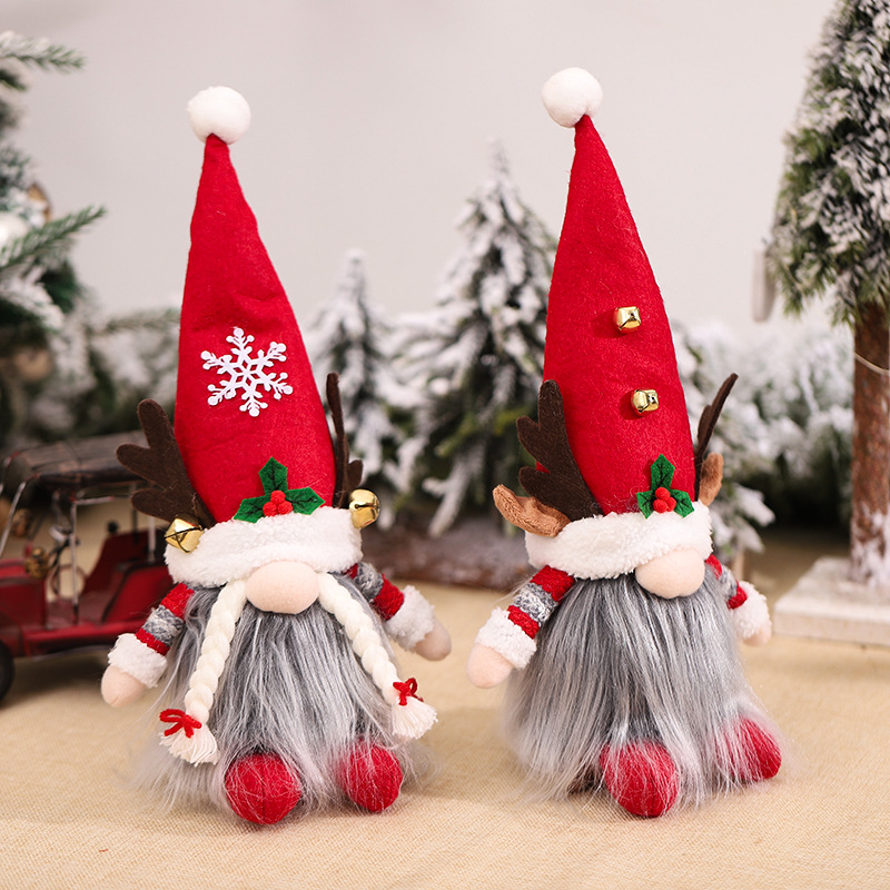Christmas decoration supplies light-emitting antlers couple doll long beard dwarf doll children's holiday gift