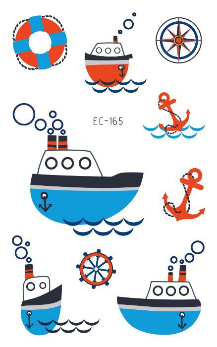 Picture of Children's Cartoon Transport tattoo Paper stickers Aircraft Ship Train Track Creative tattoo stickers