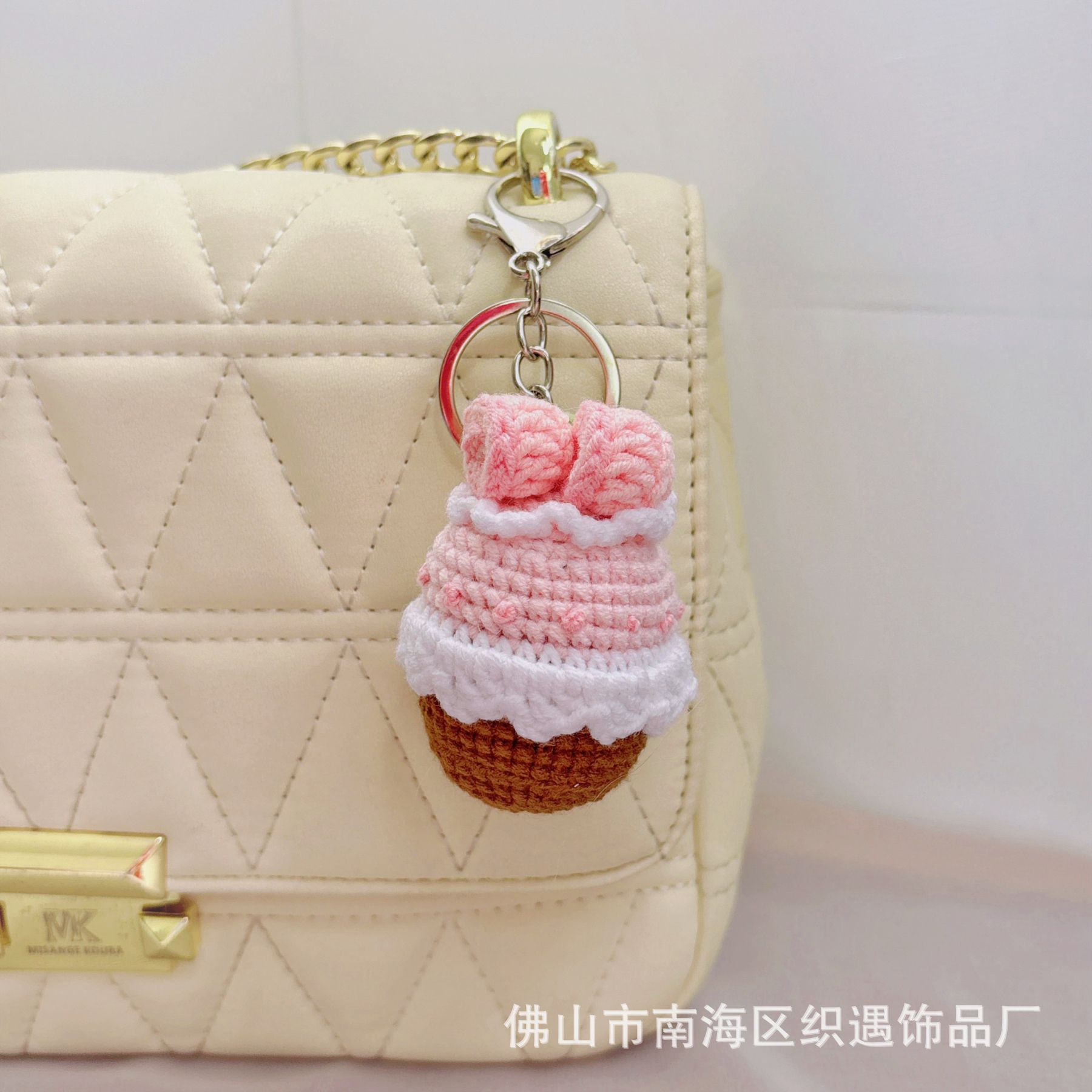 Picture of Handmade crocheted Cola package simulation food pendant creative wool woven small pendant keychain bag pendant