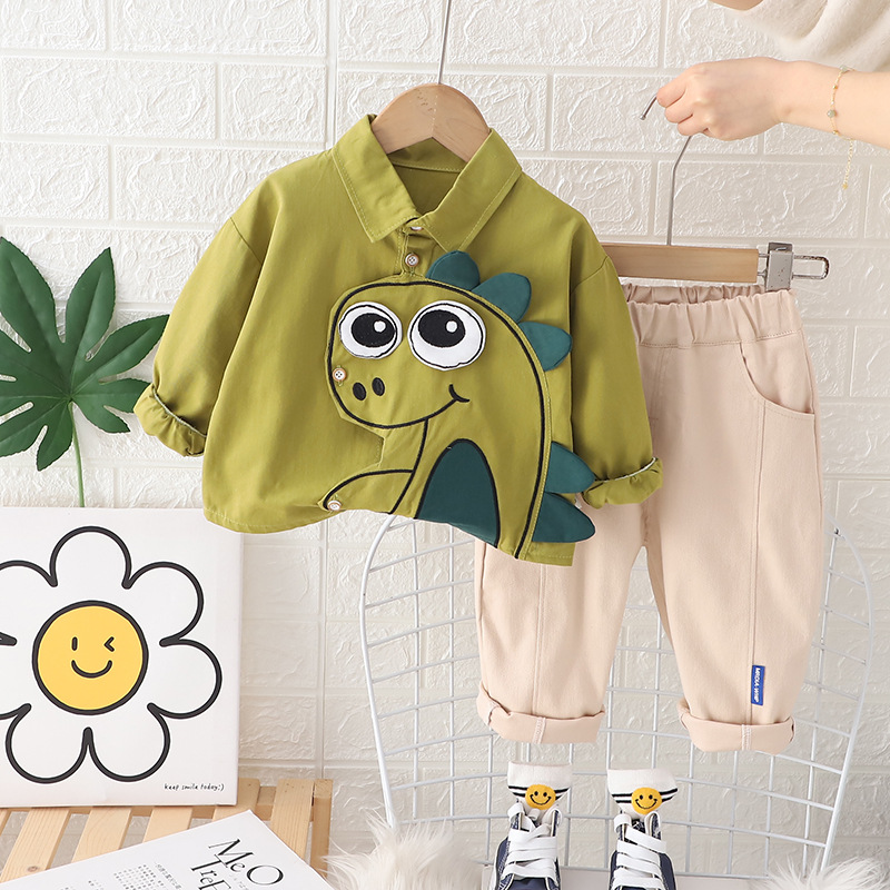 Picture of Boys' spring shirt cartoon long sleeve suit 2024 new children's handsome Korean casual two-piece suit baby fashion