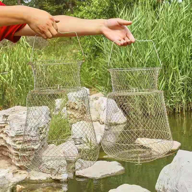 Factory supply galvanized steel wire fish basket anti-hanging fish protection crab Lou fishing gear accessories lengthened wire fish basket fishing gear