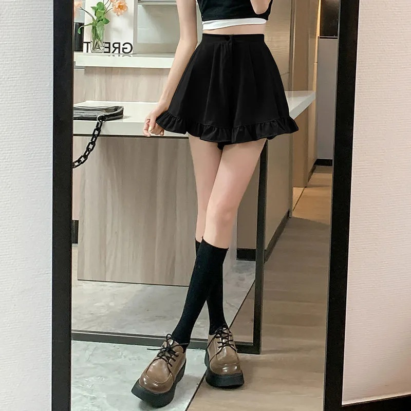 Suit Shorts Women's khaki Summer Thin Casual Loose Wide Legs Casual A- shaped High Waist Student Slimming Wrinkle