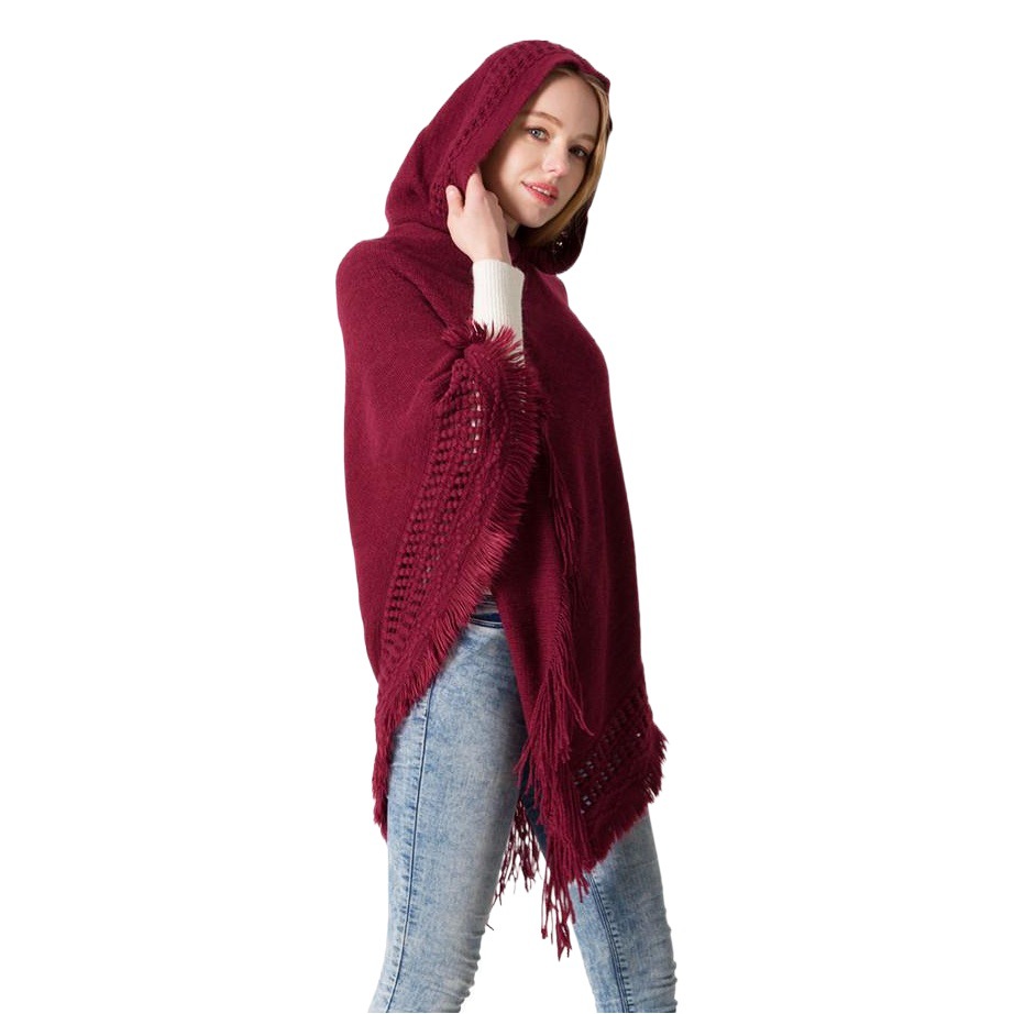 Foreign trade autumn and winter new knitted hooded cape shawl monochrome pullover cape sweater hooded shawl manufacturers