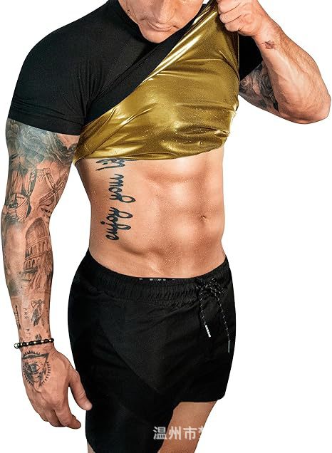 Picture of Cross-Border Source Manufacturer Men's Undershirt Body Shaping Vest Body Shaping Intimates Bodysuit Fitness Sports T-Shirt Compression Short Sleeves