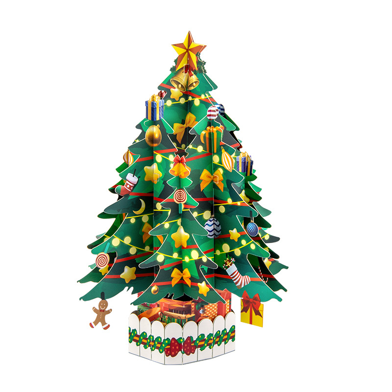 Picture of New Creative Amazon Cross-Border 3D Greeting Card Holiday Greetings Handmade Card Color Printed Christmas Lettering