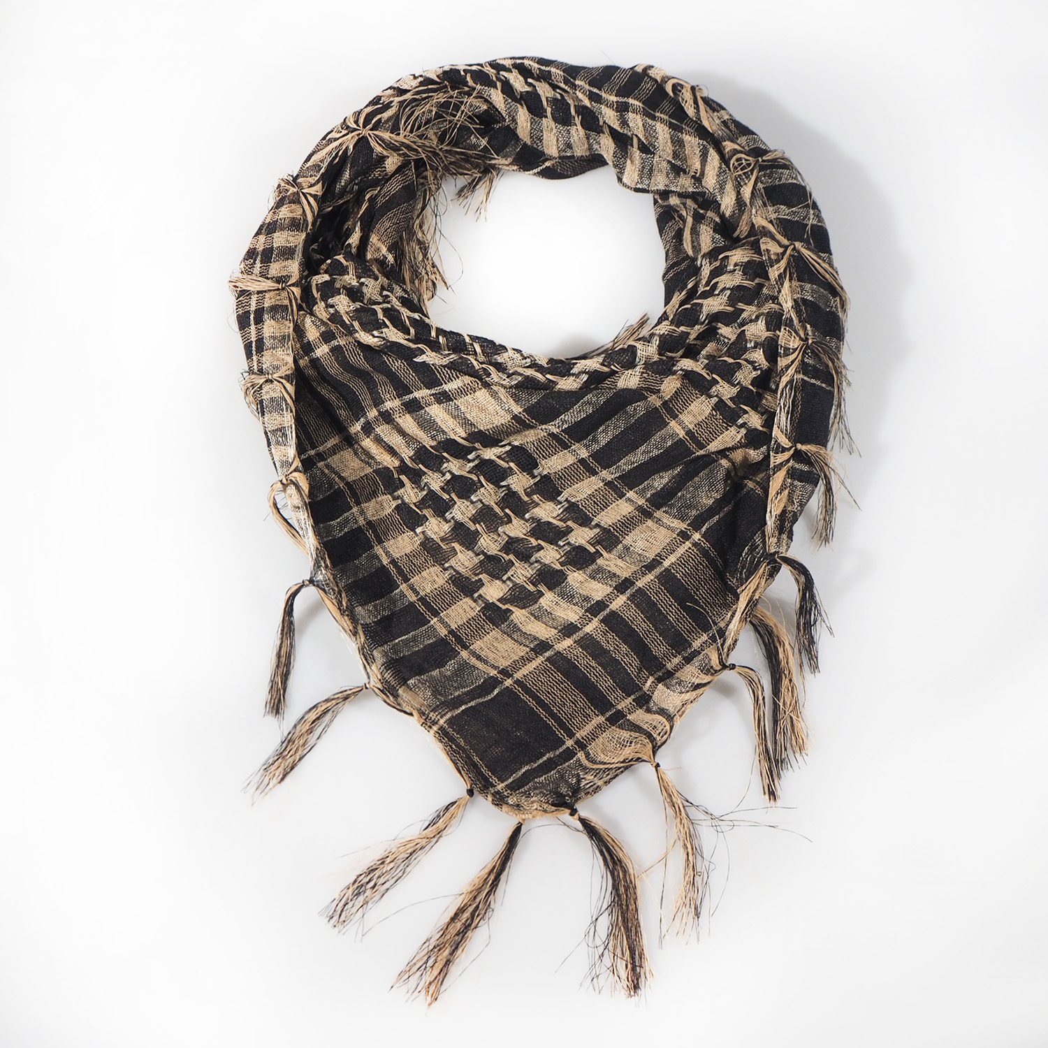 Picture of Net Silk Houndstooth Square Scarf Arabian Headscarf Outdoor Military Fan Tactical Export Tassel Desert Scarf Cross-border