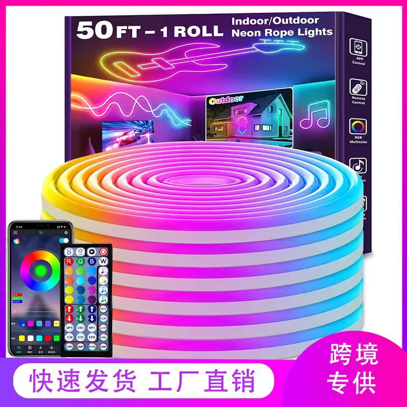 Picture of Cross Border Explosions LED Neon Light with Remote APP Control IP65 Flexible Neon Light with Light 24V RGB