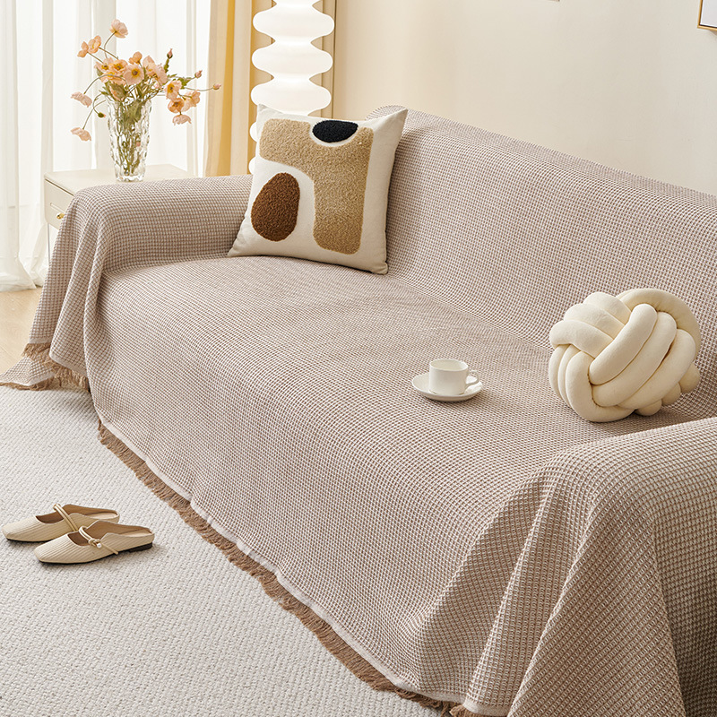 Solid Color Sofa Cover Sofa Cushion Advanced Sense Four Seasons Universal Non-Slip Cushion Cotton Thread Soft Camping Blanket Full Cover Cloth