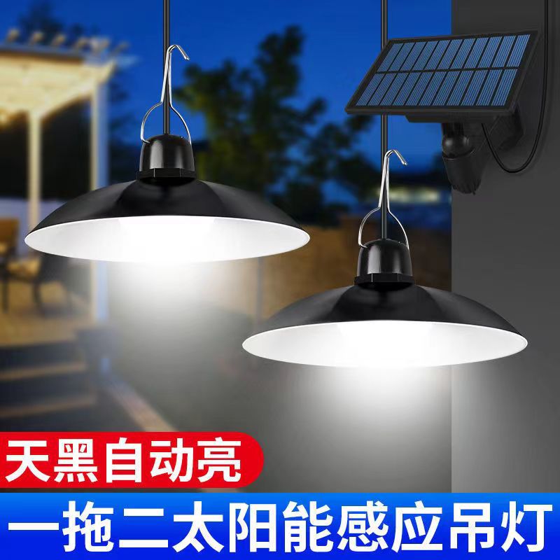One-to-two double-head lamp waterproof solar garden lamp split wall lamp indoor and outdoor lighting street lamp solar chandelier