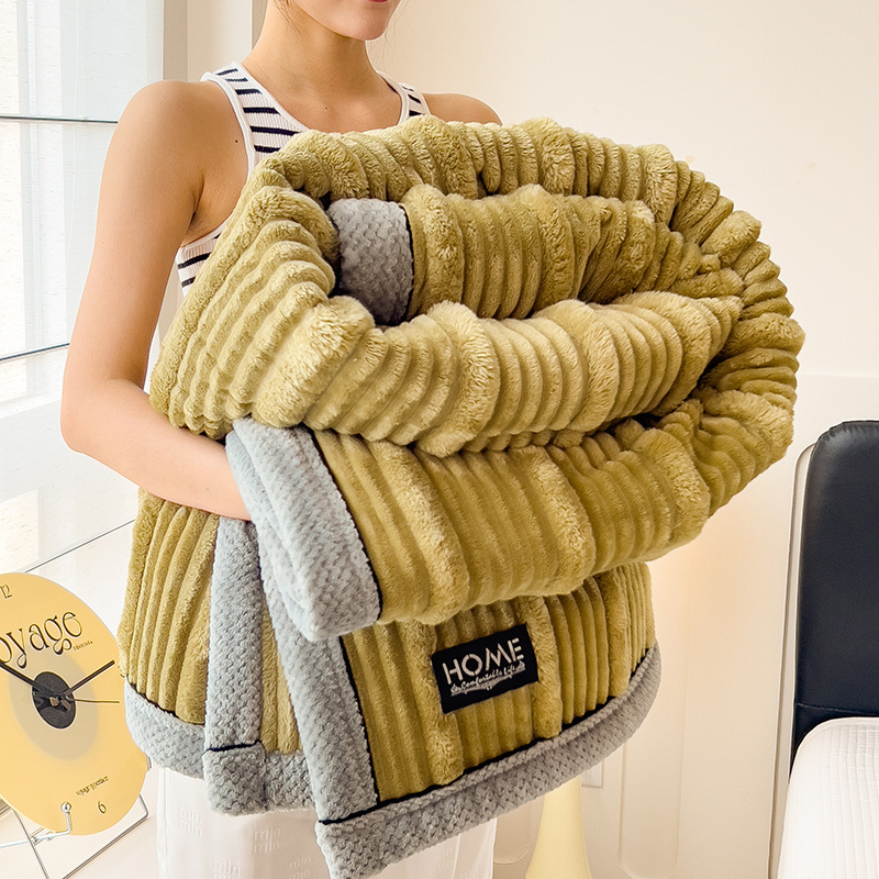 Picture of Rabbit velvet blanket thickened office nap blanket is air-conditioned sofa coral velvet lunch break shawl small blanket wholesale