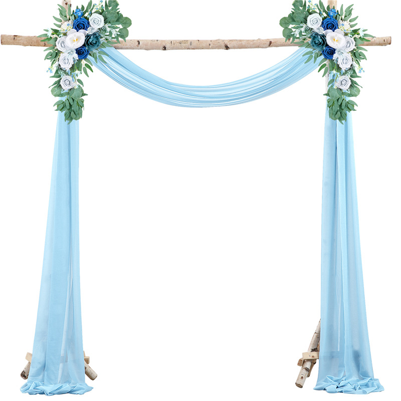 Picture of Cross-Border Popular Wedding Forest Lawn Outdoor Arch Decoration Wedding Arrangement Curtain Pearl Chiffon Gauze Curtain