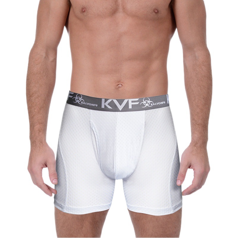 KVF factory supply men's extended stretch ice silk mesh breathable boxer underwear mesh sports underwear men