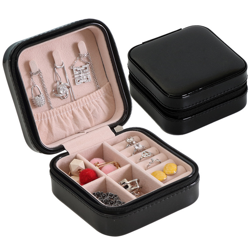 Picture of Jewelry Storage Box Pu Large Capacity Jewelry Packaging Earrings Necklace Portable Travel Jewelry Box Wholesale Zipper