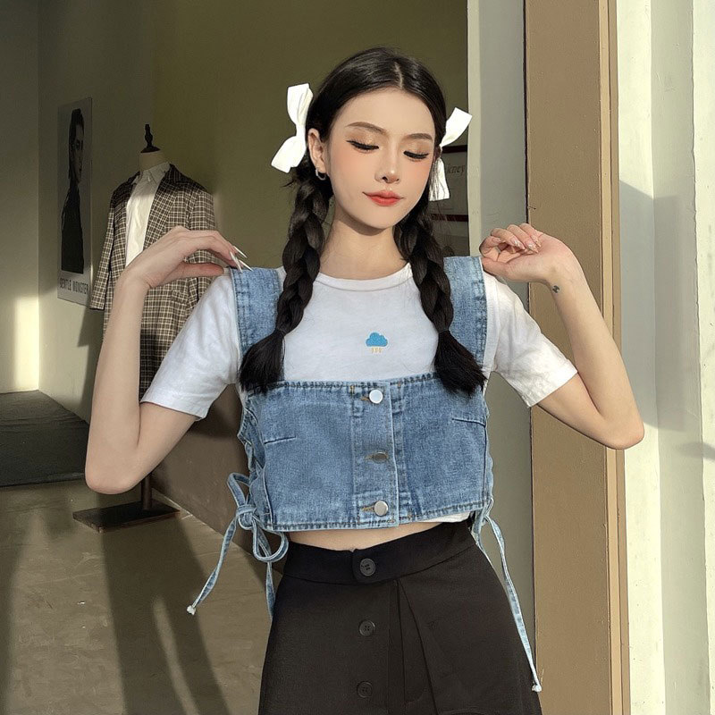 Short Denim Small Sling Women's Internet Popular Strap Design Sense Niche Outfit Vest Chic Sweet Hot Stacked Top Women