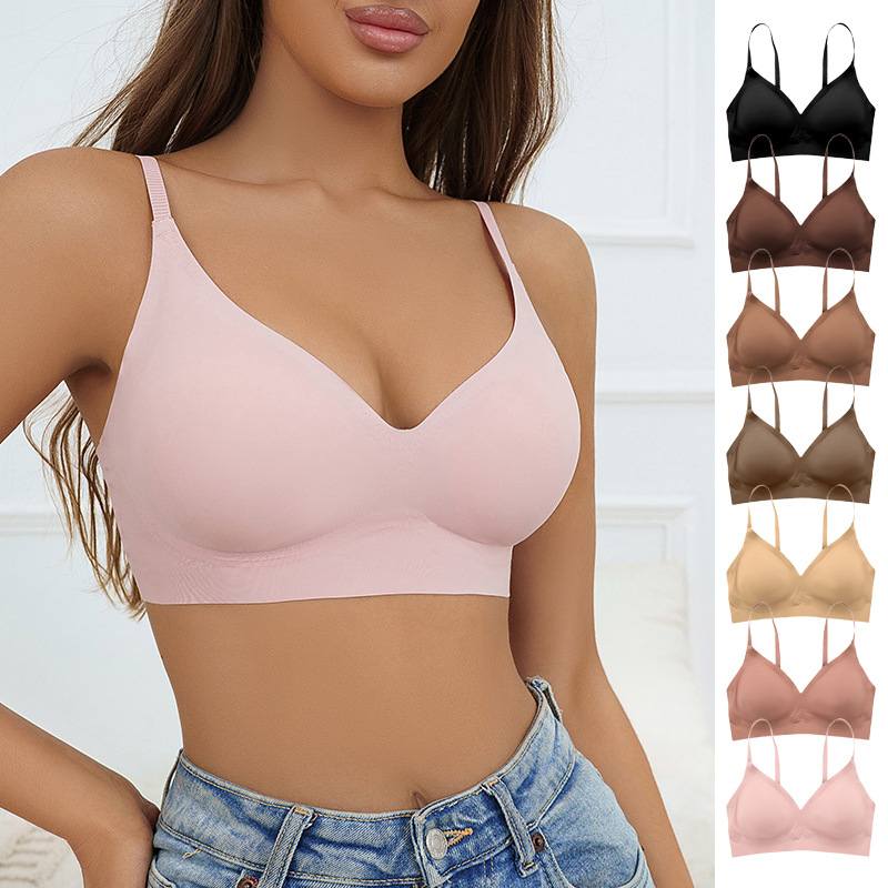 Seamless One-Piece Non-Wired Girls' Underwear, Comfortable and Breathable Plus Size Women's Push-Up Removable Padded Adjustable Bra