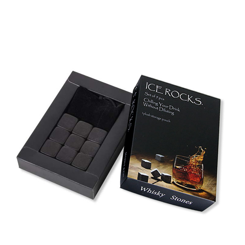 Picture of Marble Ice Wine Stone Color Box with Cloth Bag Whiskey Stones Cooling Stones Quick-Freezing Ice Cubes Stone Set Ice Wine Gadget