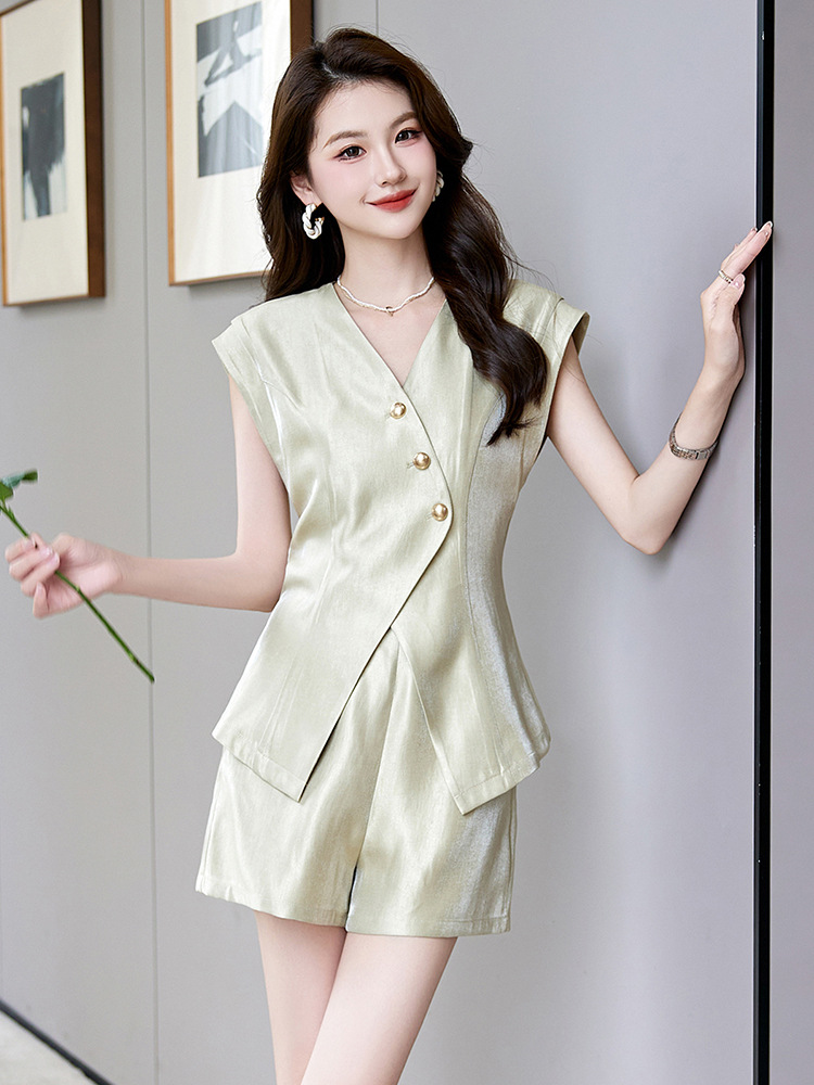 suit in stock New Western Style Age-reducing Shirt All-match Slimming Elegant Shorts Two-piece Summer HR935