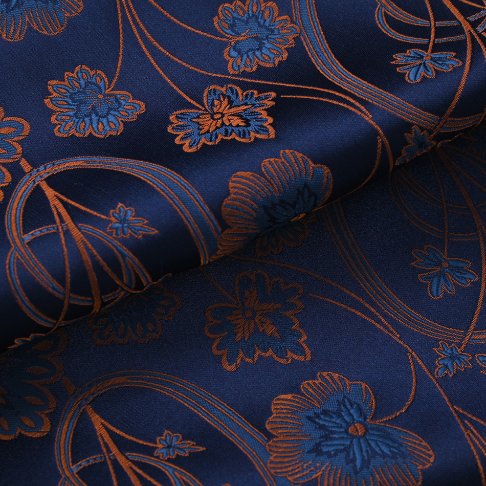 High-Quality Acetate Anti-Wrinkle Jacquard Shirt Fabric, Classy Draped Breathable Retro Plant Large Flower Clothing Wholesale Fabric