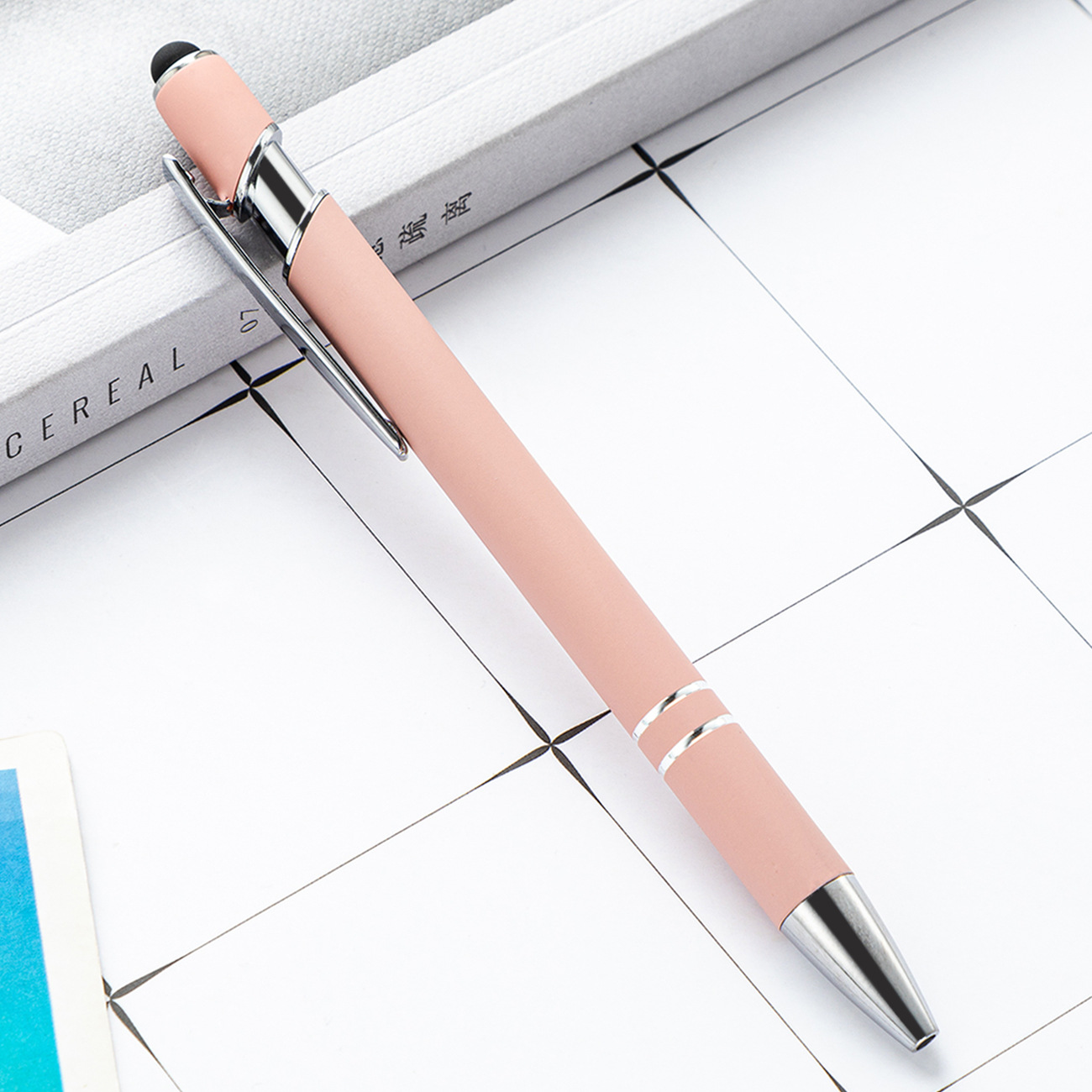 Picture of Spot press pen metal aluminum rod spray glue Press Ball Pen wholesale printable logo aluminum rod touch screen pen