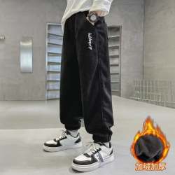 Picture of Boys' Pants Spring and Autumn 2023 New Children's Sports Trousers Big Boys One-piece Velvet fleece-lined Casual