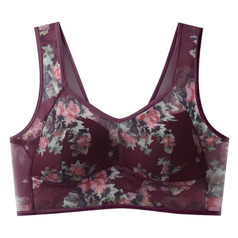 TikTok Explosions Middle-aged and Elderly Vest-style Bra Large Size Comfortable Non-steel Rings Gathered Collapsing Paramilis Anti-sagging Fixed Cup