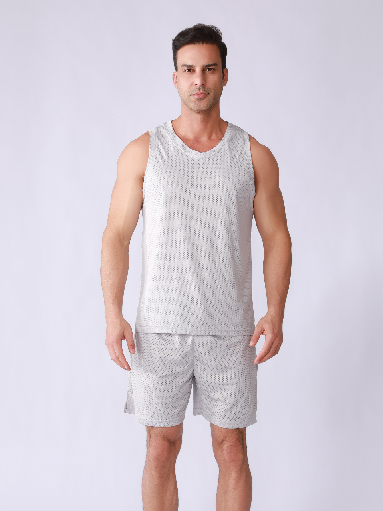 European and American Cross-border Summer Sports Fitness Quick-drying Two-piece Men's Breathable Running Training Shorts Vest suit