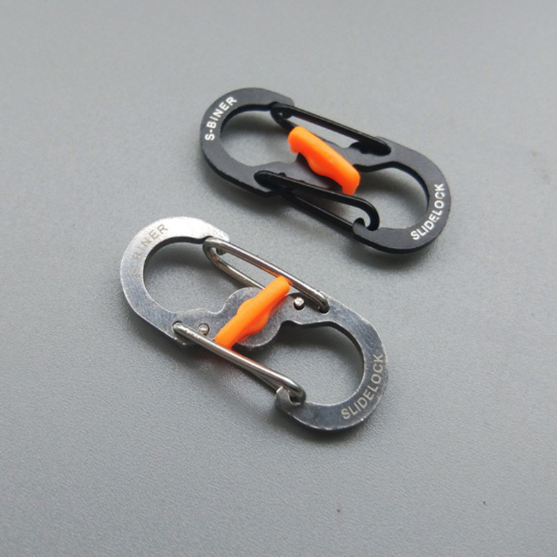 Picture of Fox Small size stainless steel 8-word buckle with lock anti-theft S buckle key chain travel bag buckle