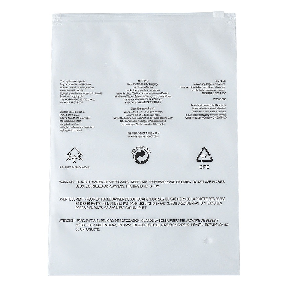 Warning Zipper Bag Clothing Bag Anti-Suffocation Warning Cross-Border Special Amazon Packaging Bag Temu Packaging Bag