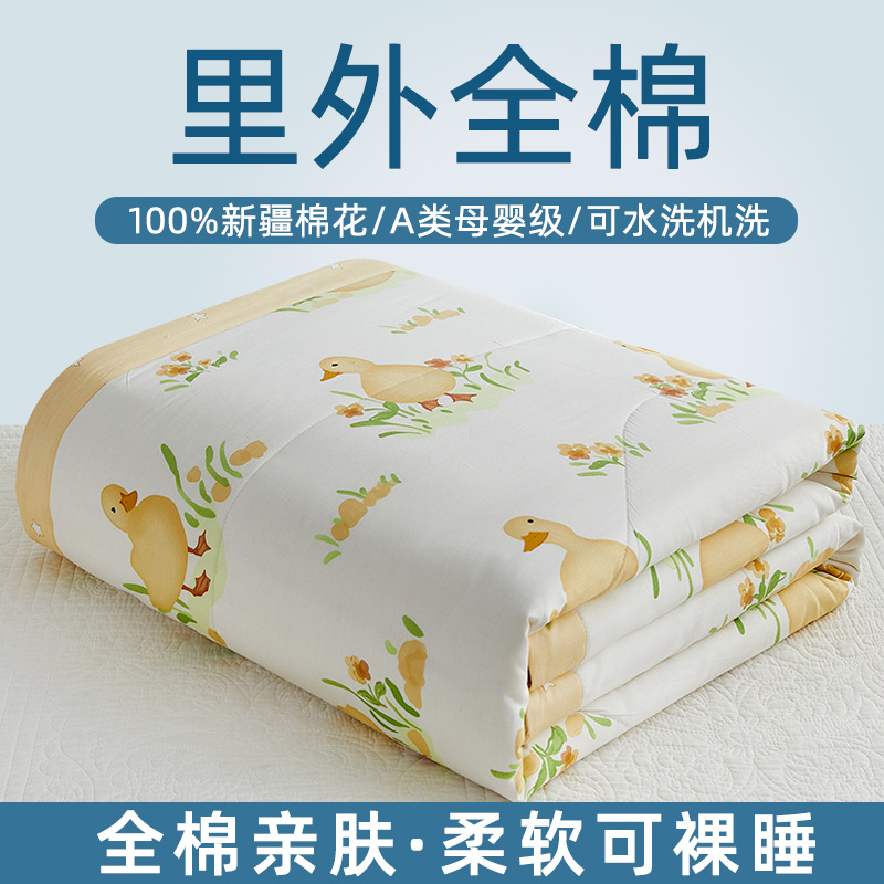 Picture of Machine washable Class A Mother and Child Pure Cotton Summer Cool Quilt Cotton Air-conditioning Quilt Children's Pure Cotton Summer Quilt Cartoon Thin Quilt Core 1