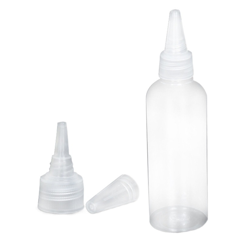 200 ml Pointed Bottle 100ml Squeeze Bottle Transparent PET Pigment Bottle Sub-packing Tone Bottle Pointed Cap Plastic Bottle
