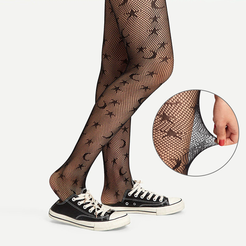 Summer ultra-thin fishing net pantyhose sexy anti-hook silk star Moon jacquard net stockings mesh women's socks