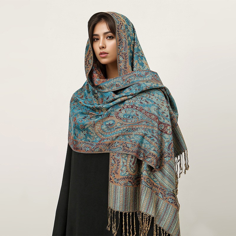 2025 Cross-Border New Imitation Cashmere Scarf Ethnic Style Scarf Shawl Cashew Flower Accessible Luxury High-End Tassel Scarf