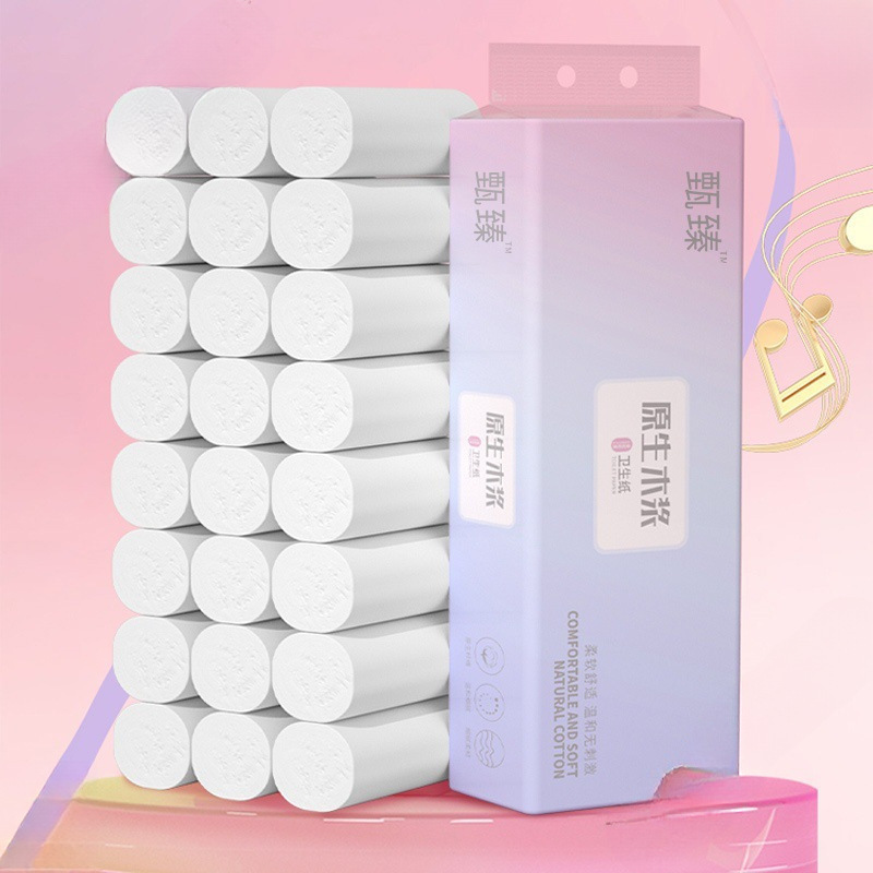 Picture of 28 Rolls of Toilet Paper Raw Wood Pulp Household Coreless Toilet Paper Toilet Paper Whole Box Wholesale Package Number == Roll
