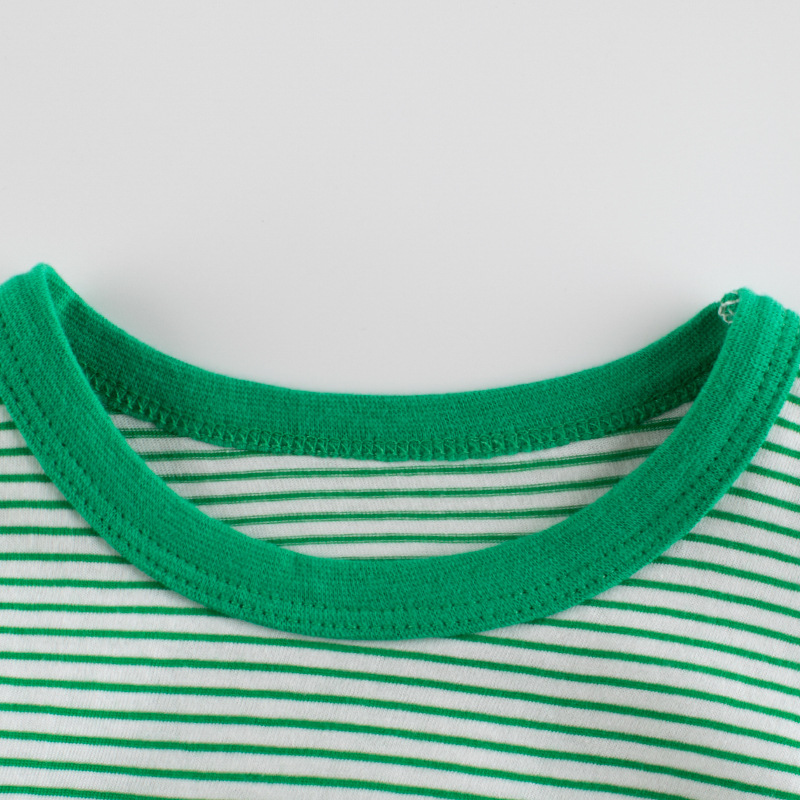 Picture of 2025 Summer Korean Style Kidsren's Clothing New Product Kidsren's Short-Sleeved T-Shirt Stripesd Baby Clothes Bottoming Shirt Drop Shipping