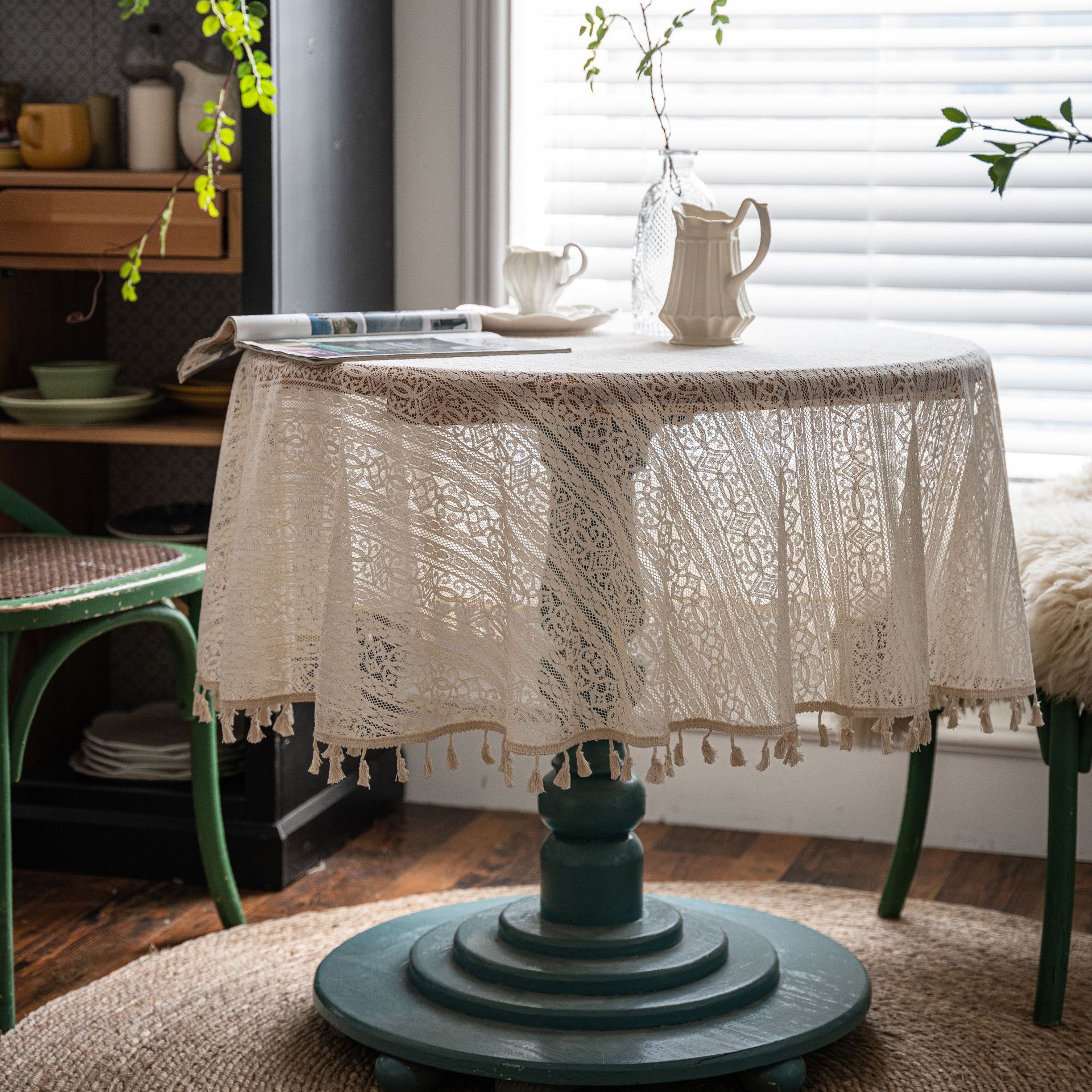 Picture of Yiman Qi Yun Mori Pastoral Crochet Cover Towel Tablecloth Woven Tablecloth Hollow Tablecloth Tablecloth Towel Shooting Props