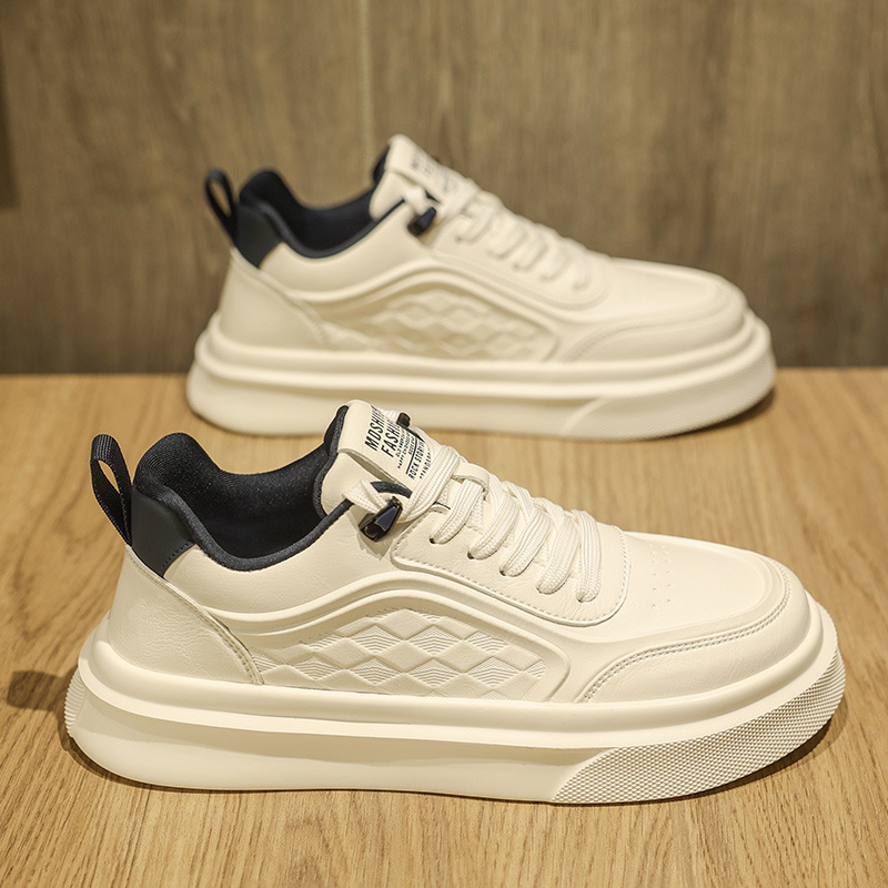 Men's Shoes Spring New Genuine Leather Thick Sole Elevated High-grade Small White Sneakers for Men and Teenagers Casual sneaker
