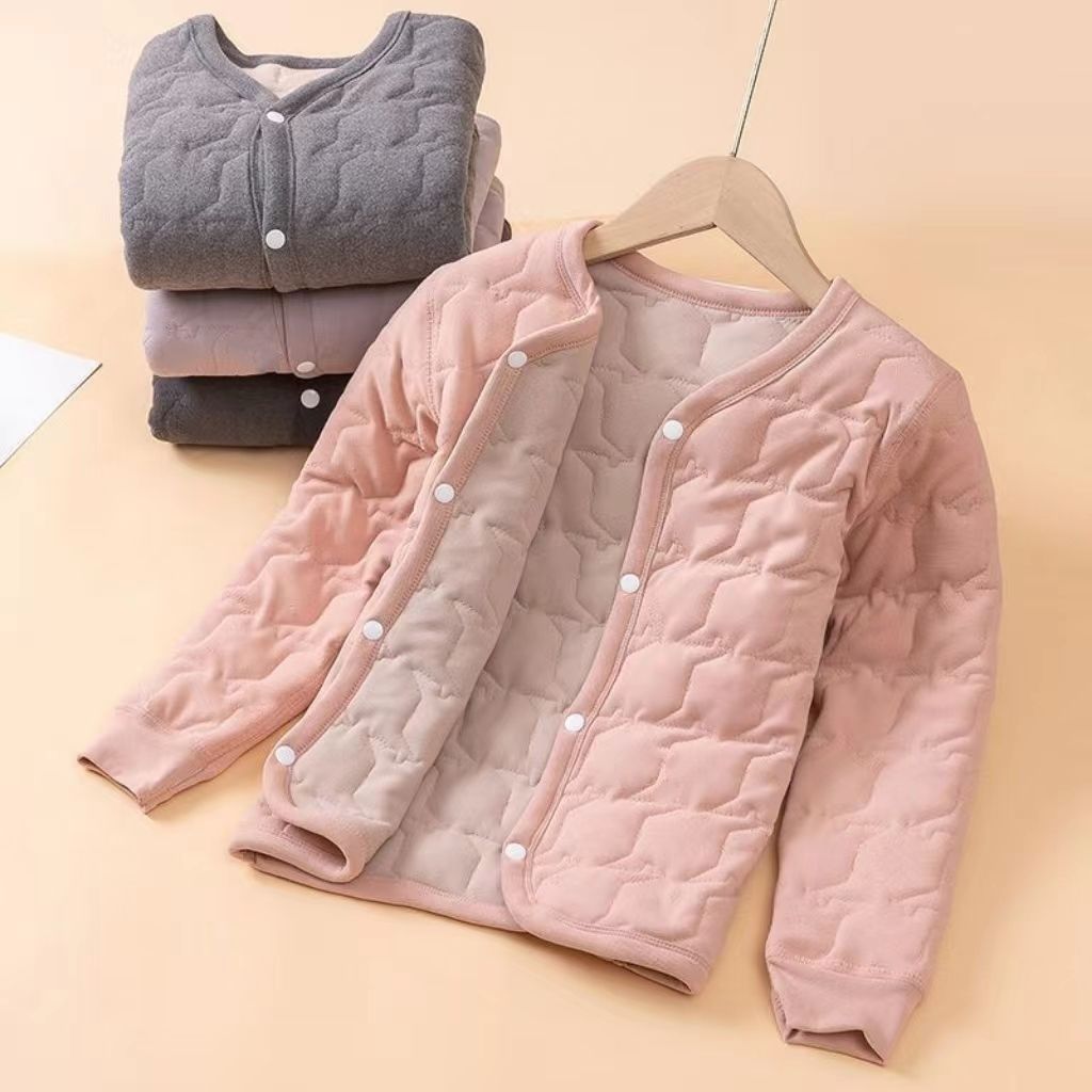 Picture of Children's inner liner cotton-padded jacket for boys and girls wear cotton-padded jacket for middle and large children's school uniform artifact baby silk warm cotton-padded jacket