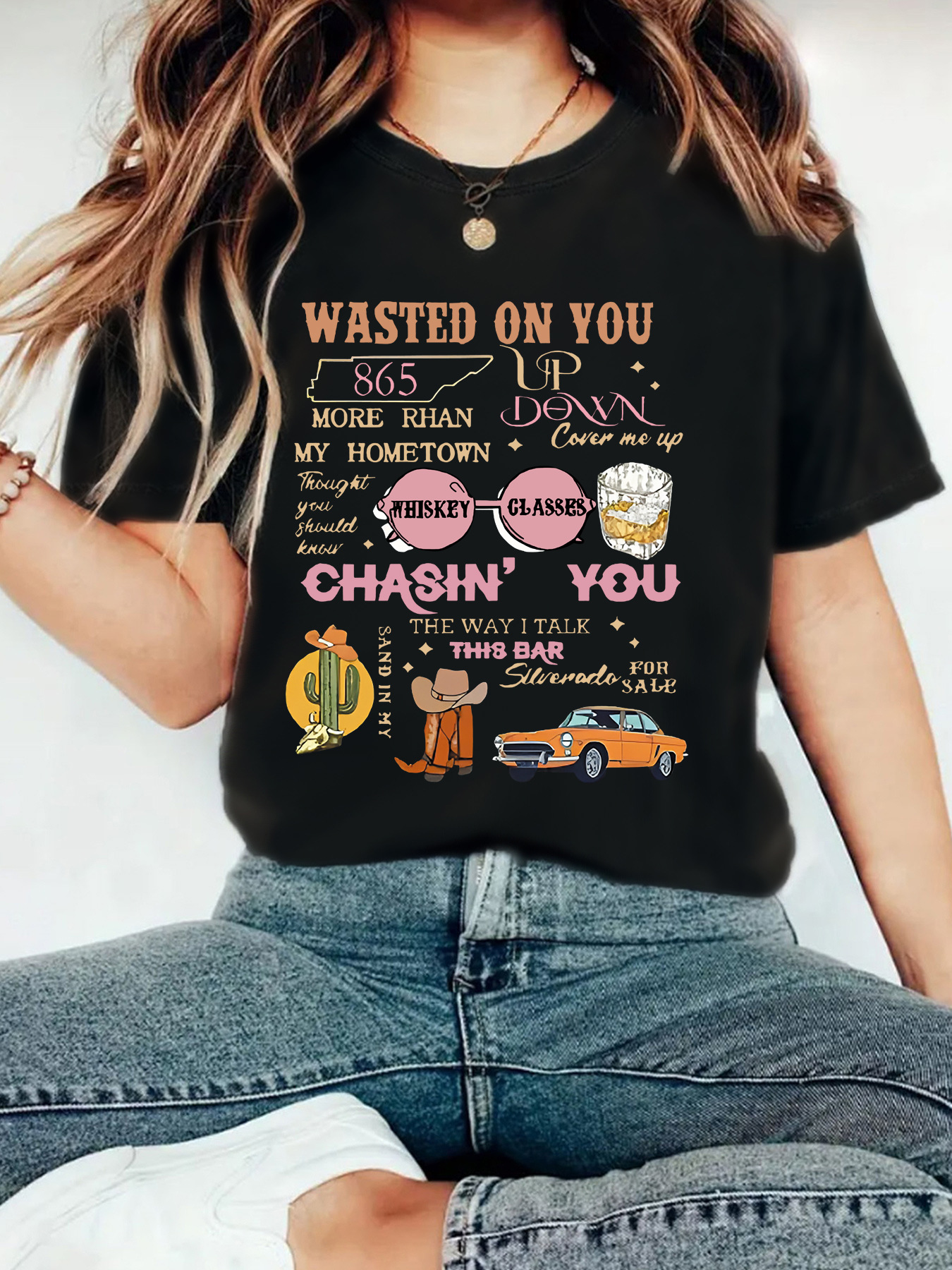 Picture of European and American Independent Station Cross-border Temperament T-shirt Women's in stock WASTEDD ON YOU Printed Summer New Short Sleeve
