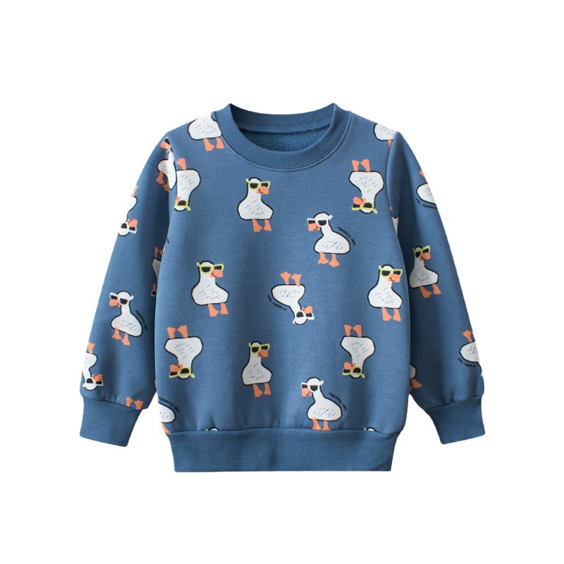 Picture of 27kids Korean style children's clothing autumn and winter children's sweater fleece-lined boy's pullover round neck baby clothes one-piece delivery