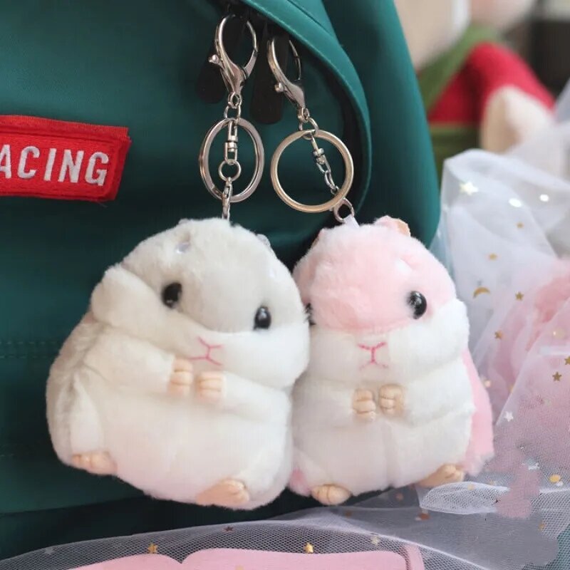 Picture of Plush Chubby Hamster Doll Keychain Pendant Girls South Korea Creative Cute Doll School Bag Hanging Ornaments