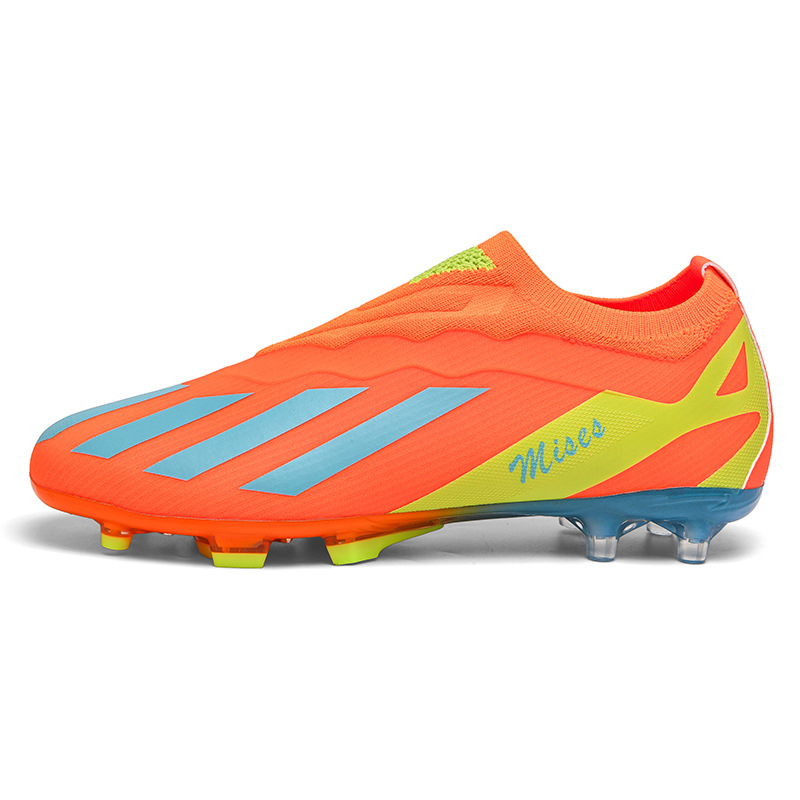 Cross-border Football Shoes Men AG Spike Seamless Flying Woven Outdoor Football Shoes Teenager Artificial Turf Professional Training Shoes