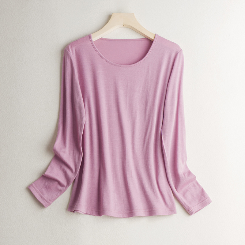 Picture of Ultra-Fine Pure Wool Bottoming Top Spring & Fall New Pure Color Simple Warm Wool Inner Layer Comfortable Bottoming Autumn Coat for Women