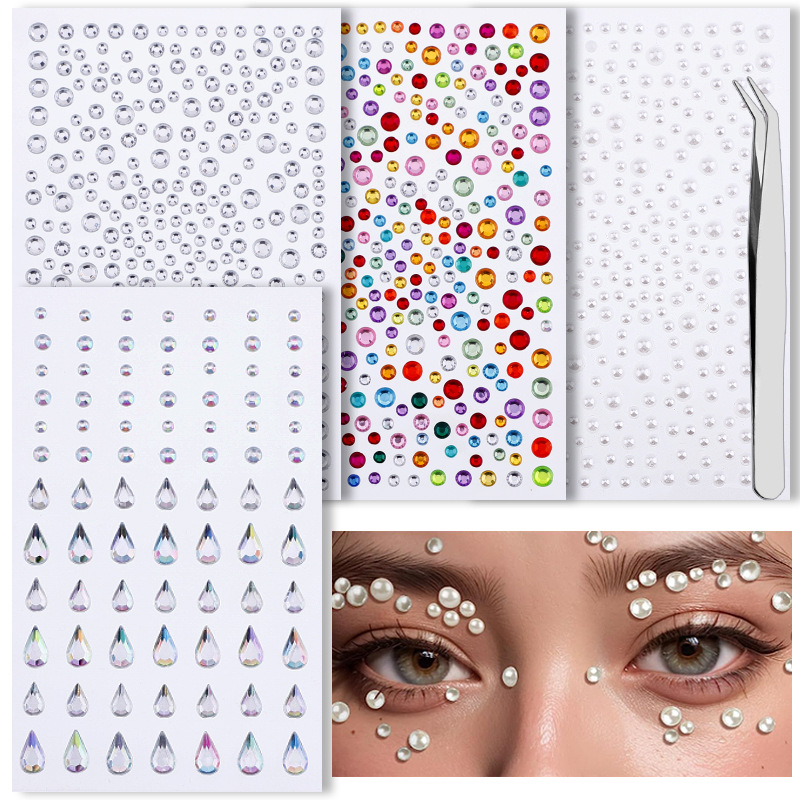 Picture of Cross-Border Popular Combination Baby's Breath 325 Pieces 3.4.5.6mm Self-Matched 4 Face Diamond Stickers Makeup