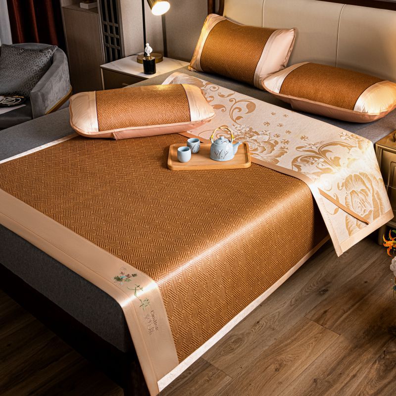 Picture of wormwood mat bamboo mat 2025 new summer ice silk rattan mat student dormitory single straw mat baby available mat
