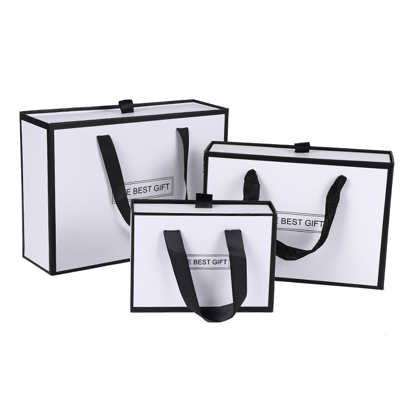 in stock White Stripe Business Drawer Accompanying Gift Box Packaging Box High-end Simple Clothing Large Box