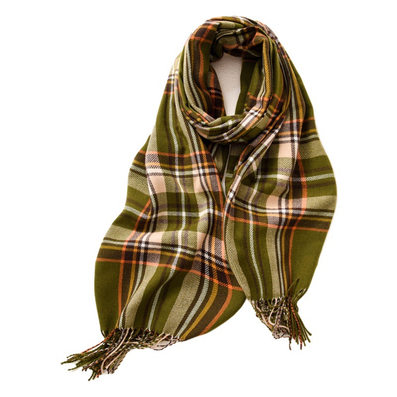 Scarf manufacturers stall wholesale 2025 new winter scarf temperament plaid warm tassel scarf women's long