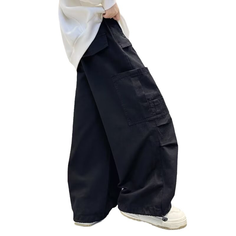 Picture of Elastics Trousers Elastics Waist Girls' Cockwork Pants Spring Loose Casual Street Style Pants 9-year-old Spring and Summer Crotch-free Men