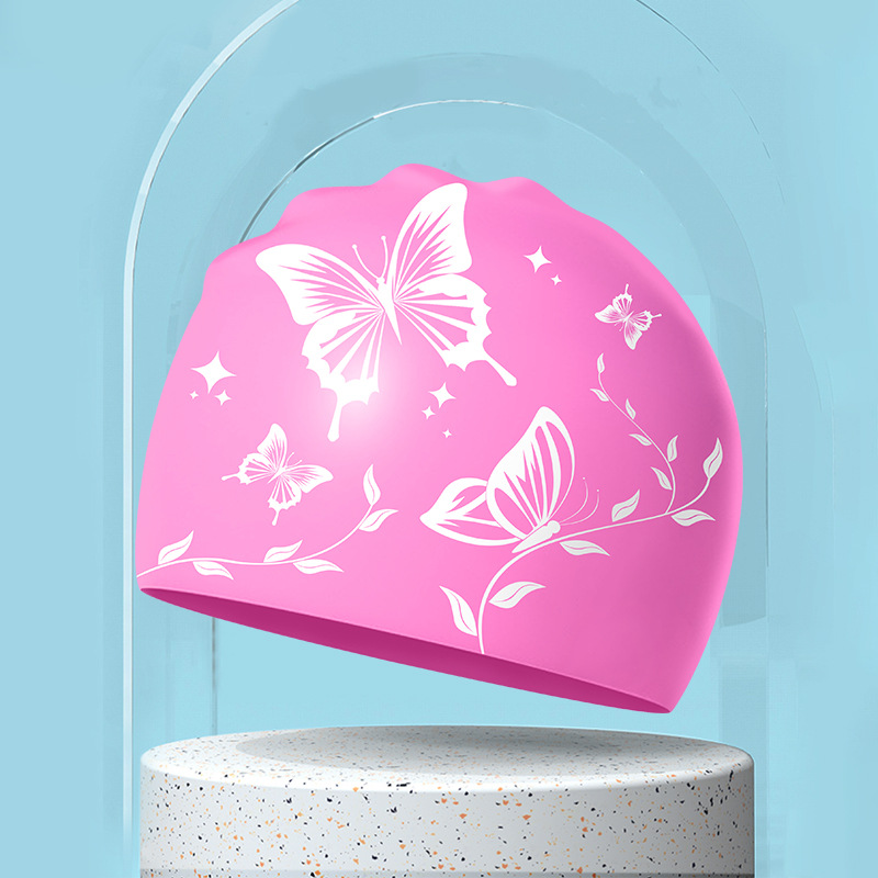 Picture of Adult silicone waterproof swimming cap boys and girls Universal silicone swimming cap increase head swimming cap factory direct sales