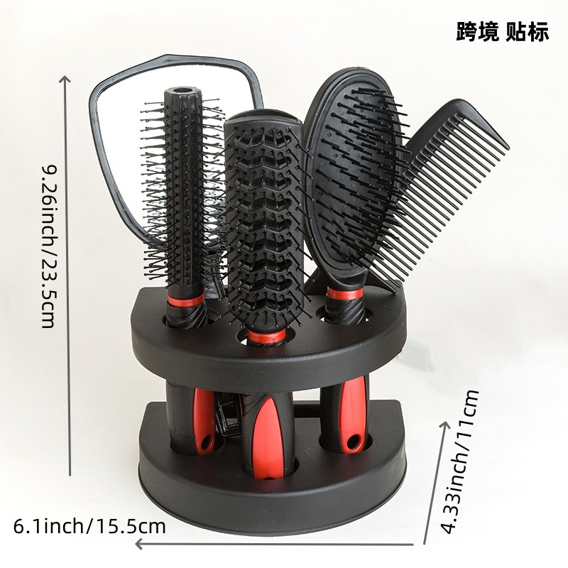 Picture of Cross-Border Supply Mirror Comb 5-Piece Hairdressing Comb with Base Set Massage Scalp Beauty Comb Yiwu Supply