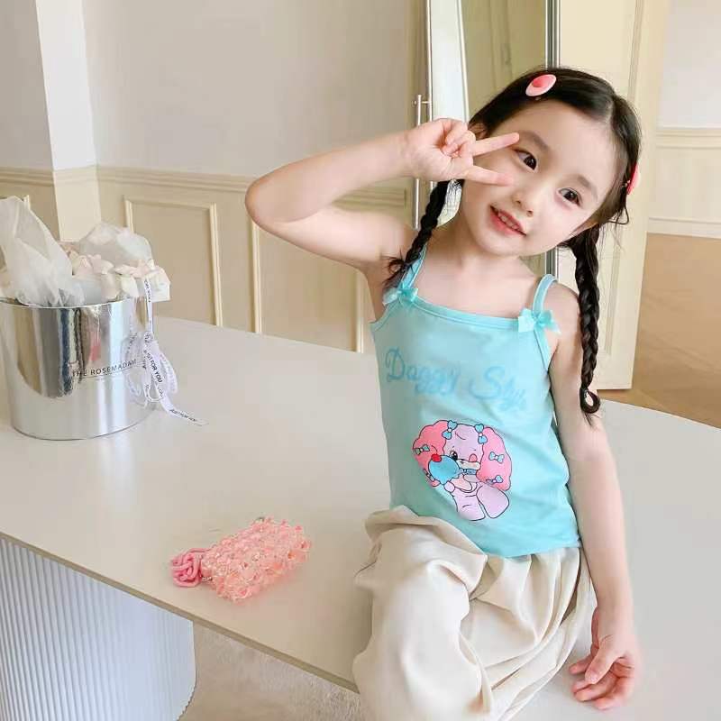 2024 New Baby Summer bottoming outer wear cartoon vest New girls' vest sleeveless children's sling